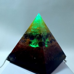 Piramida orgon luminoasa cu selenit si aur 24K, 1469